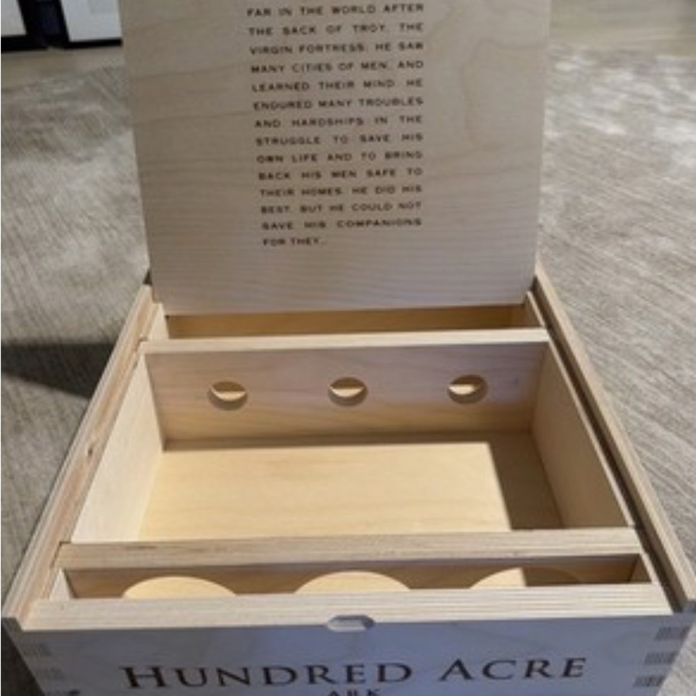 Hundred Acre Ark 2019 "WRAITH" Wooden Wine Box 3 Bottle High End Napa Hinged Lid